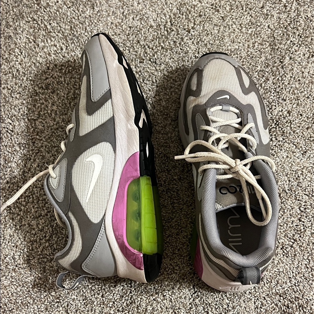 Nike Gray Sneakers with Pink and Green Accents